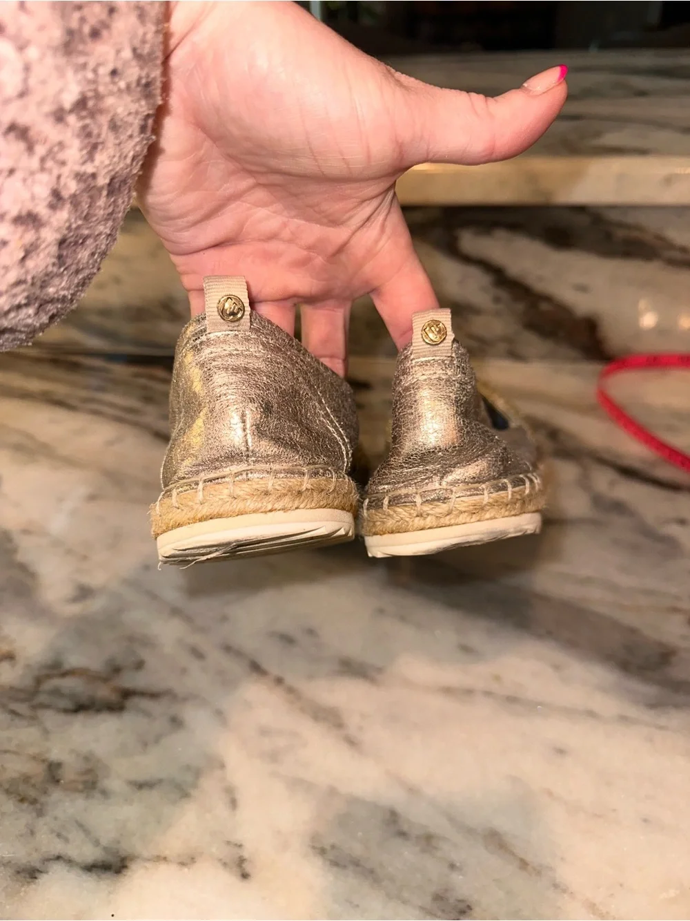 Bull Boxer Size 39/8-8.5 Women's Metallic Espadrille Beaded Slip-Ons in Beige